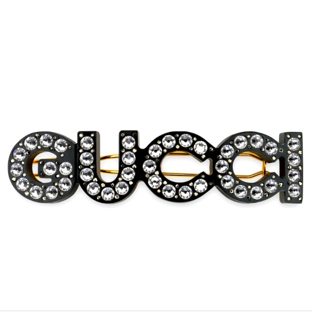 Gucci Logo Crystal Hair Clip